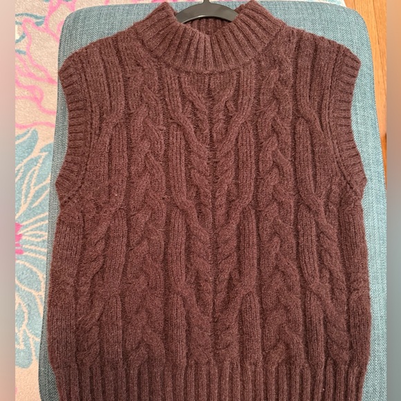 a new day Sweaters - Dark Brown Cable Knit Sweater Vest
